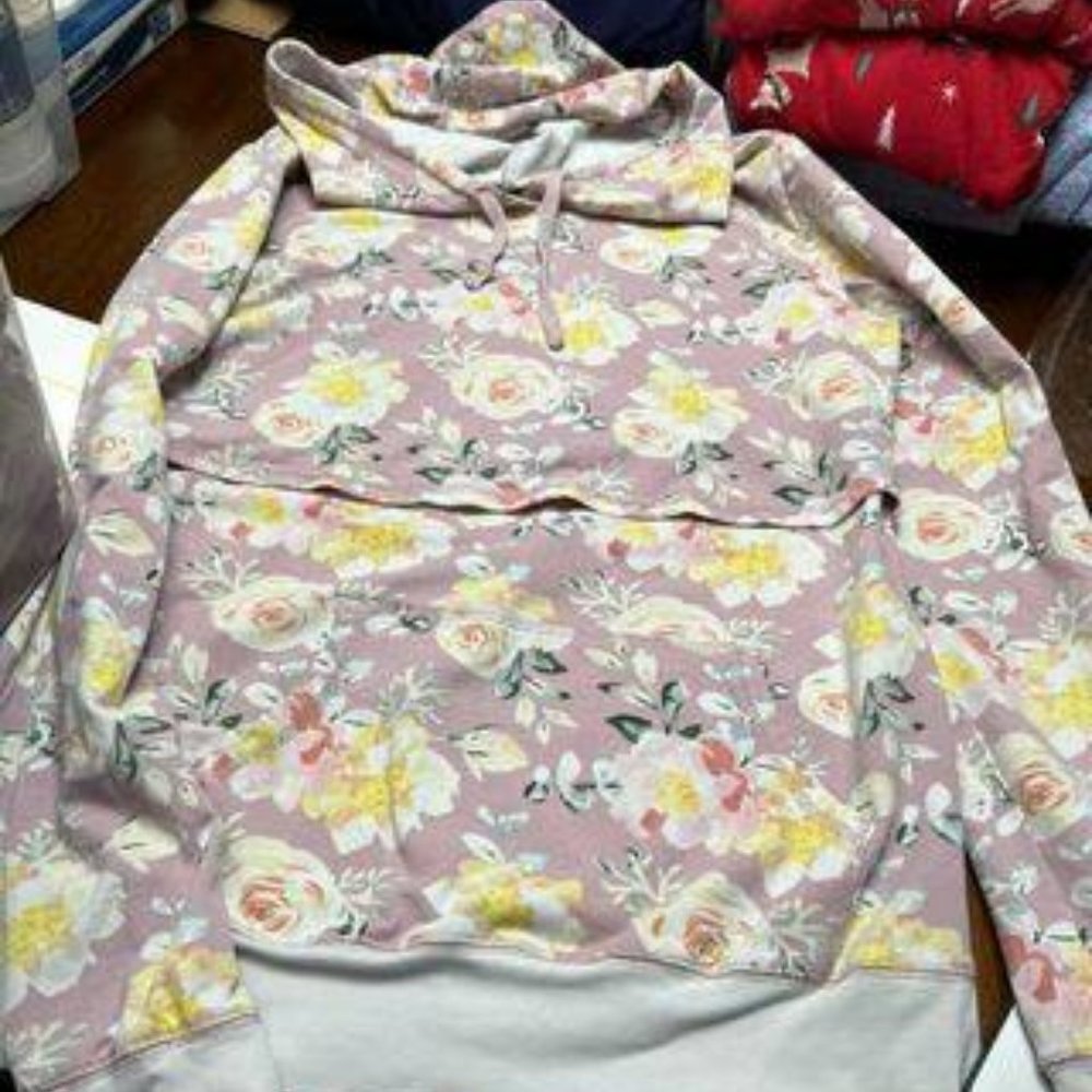 Latched Mama Blush Floral OG cotton nursing hoodie